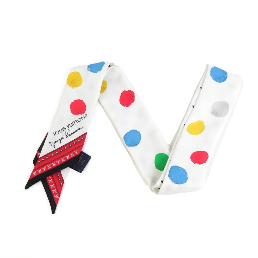 White BB YK Scarf LV Multicolor Women's Bandeau Painted x Dot Pre-Owned Muffler (Good) M78284 Silk