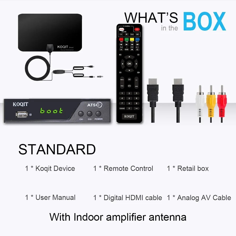Digital Multimedia Recorders TV ATSC to tv Box, OTA USB, Clock HDMI Set Converter 12/24 to Hours, to Tuner Coax Box Box Digital Analog Top Digital,