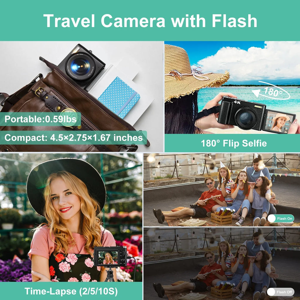 with 4K Digital Photography for YouTube 32GB Autofocus Camera 16X for Digital Camera 48MP Vlogging Cameras Zoom Video Card