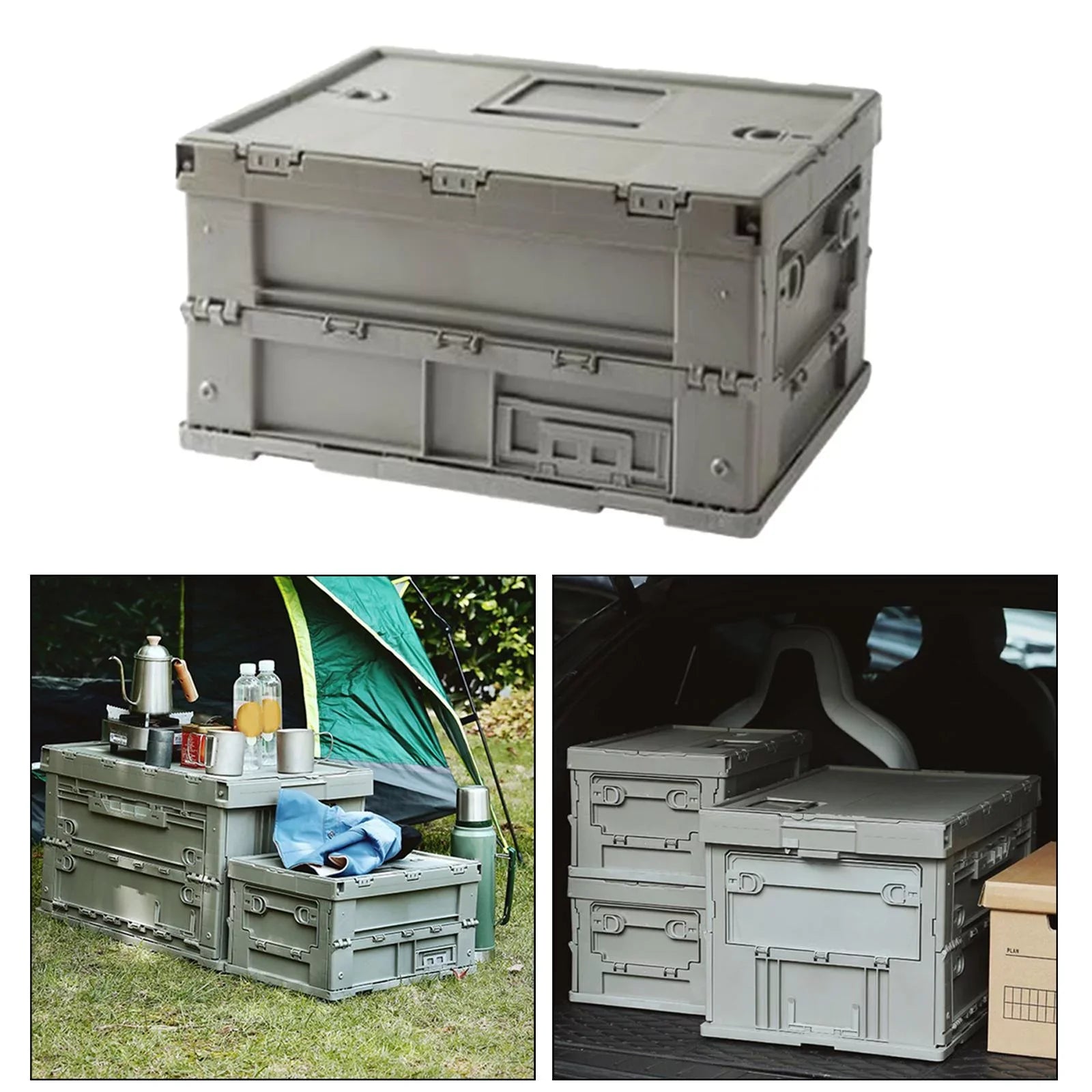 Storage Versatile Storage Containers Storage 41x29.5x22cm Box Trunk Gray Crate Collapsible Bins Organizers Green, Multifunctional