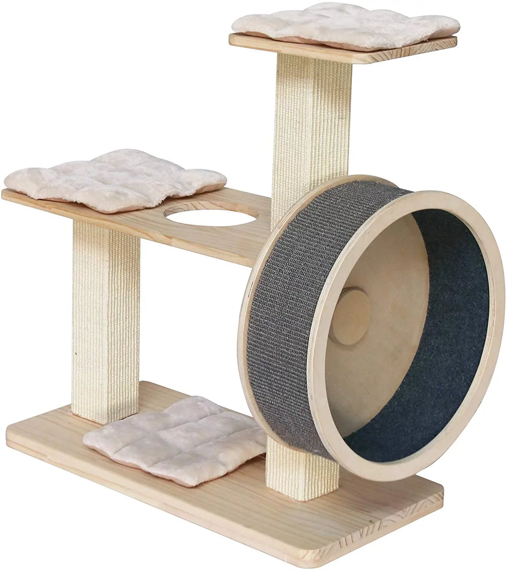 with Built-In Tiers Penn-Plax Kitty Wheel 20” Spin Cat with – Diameter Tree 2 Wheel