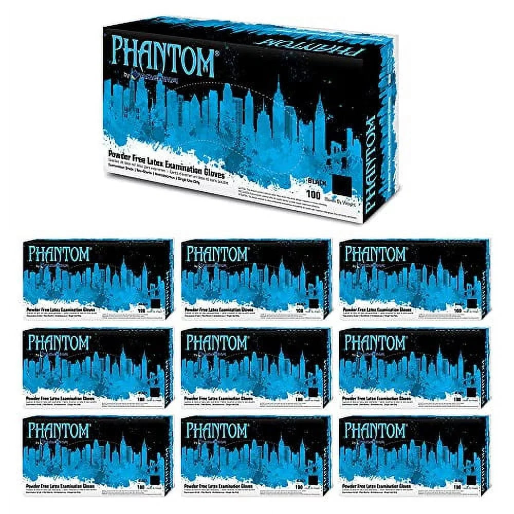 Phantom (Black, Powder Adenna mil 1000 Box Latex 6 PHM916 Exam Large) Gloves Free of