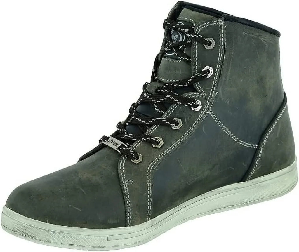 Full Leather Smart Men’s Boots Shoes Closure Grain & – Motorcycle Rubber Waterproof with Lightweight Outsole Lace-up Daniel