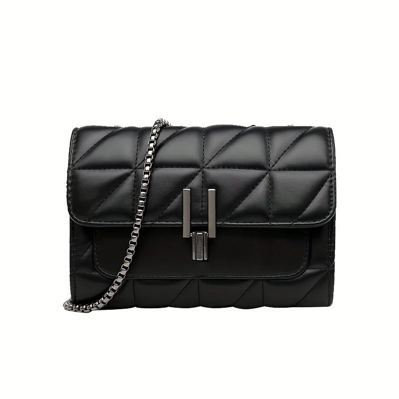 Bag Quilted Strap Crossbody PU MICHROE Shoulder Purse Argyle Luxury Women‘s Lightweight Pattern With Chic Leather Chain