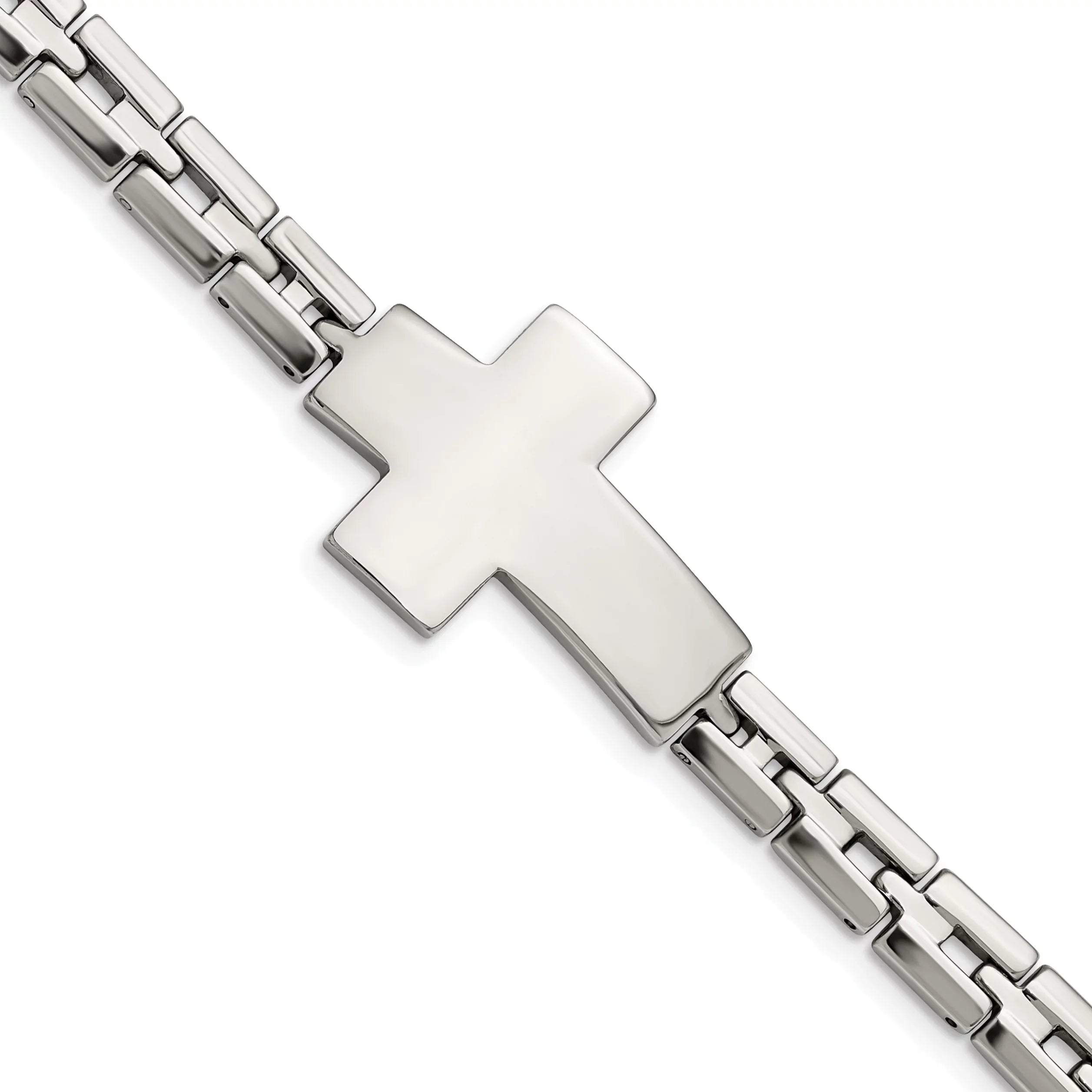 Cross 8 Inch Bracelet Steel Steel Polished Primal Link Stainless
