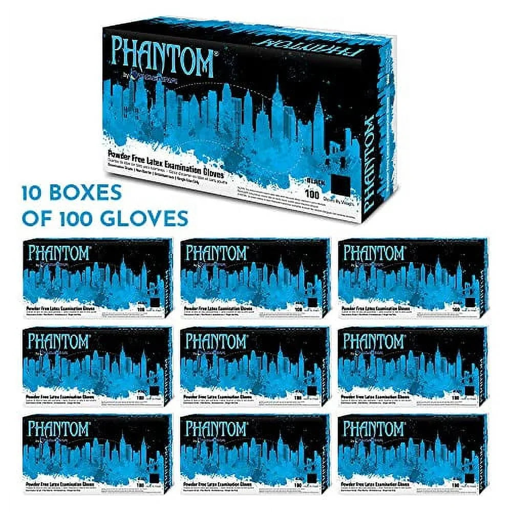 Phantom (Black, Powder Adenna mil 1000 Box Latex 6 PHM916 Exam Large) Gloves Free of
