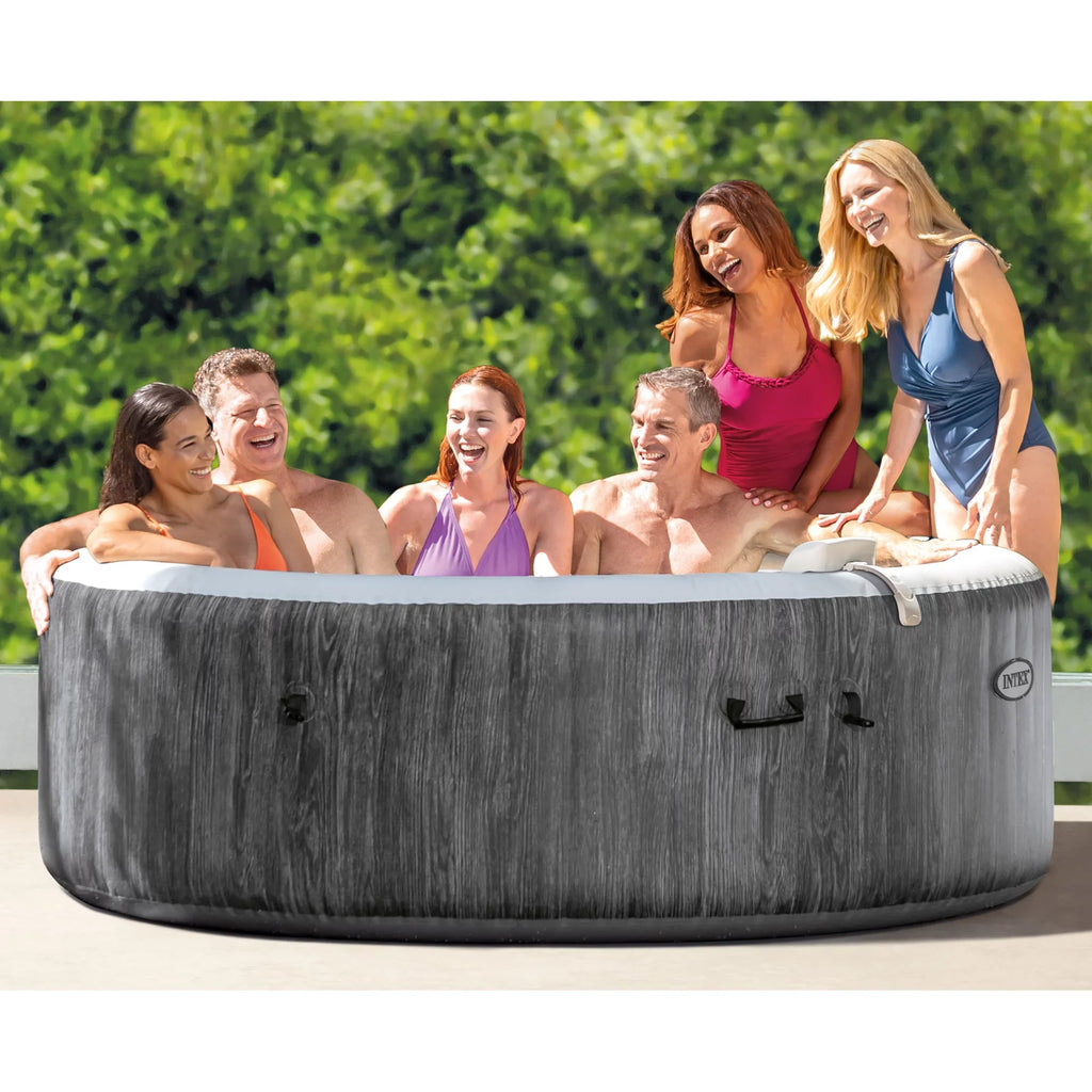 Inflatable Spa Greywood Jet Tub w/ Bubble Hot Intex Accessory Tray PureSpa