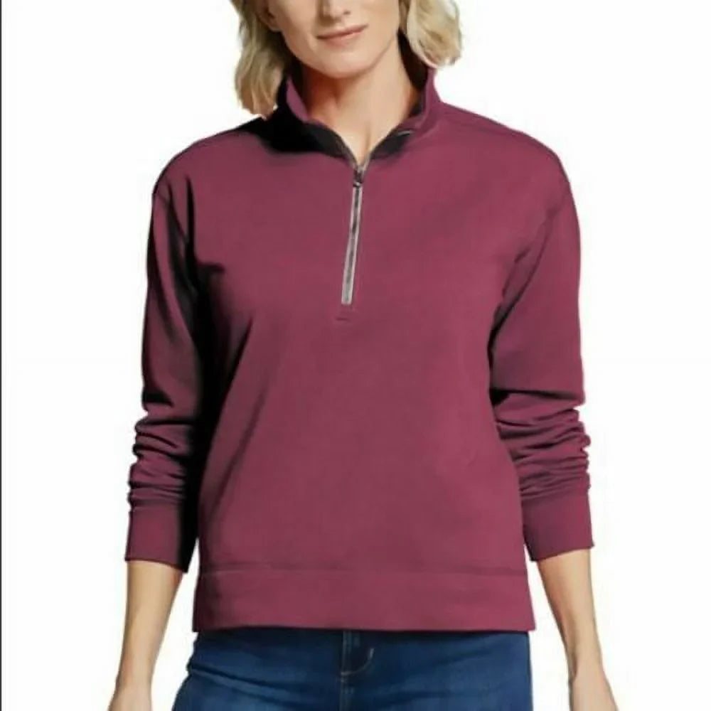 '- Red Women's Zip Fleece Camp 1/4 Pullover, Ruby Large NEW Bauer Eddie