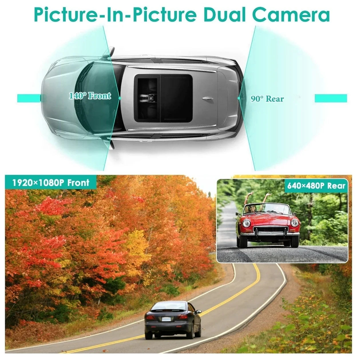 Picture Camera Detection Car Cam 4.3in Loop DVR Recording 140 Dash Angle Motion Recorder with Camcorder Camera in 1080P
