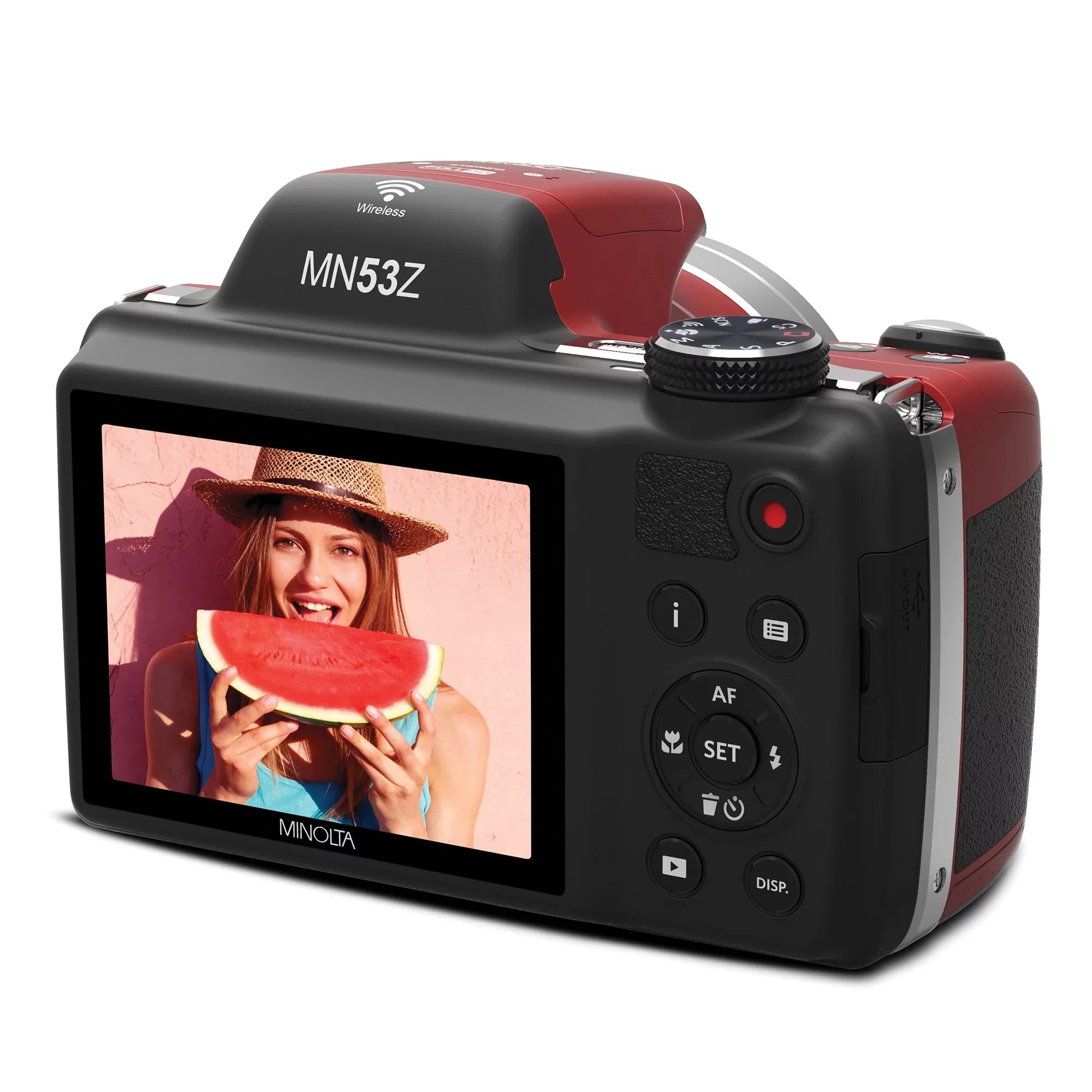 Camera Card Zoom, with Mega & Optical 16 16GB HD Pixel SD Digital 1080p Shot Pro Red) 53x Minolta (MN53Z Full HD Video