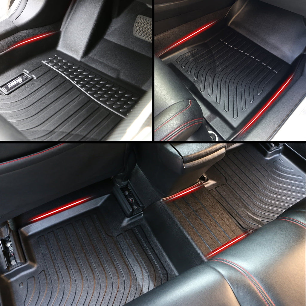 With 2nd Toyota Floor Mat climate 2023-2024 Motorsports Liner Protector , Plastic All Front TPE Prius Black Carpets 1st Ikon Row Mats 3D & Thermo 4PC Trunk Rear Compatible Molded Elastomer Pad
