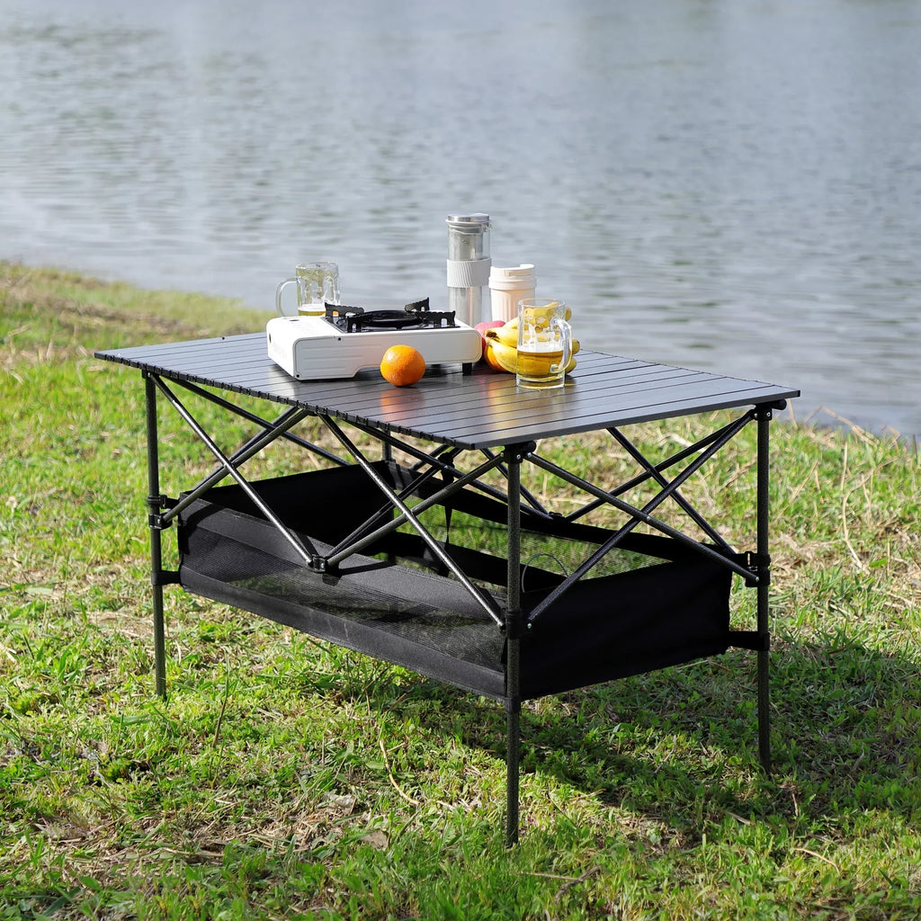 Set Folding BBQ, Set Black/Gray and Chair Camping, 5, Party, Indoor, exterior of Picnics, exterior for Beach,Backyard, Table Patio,
