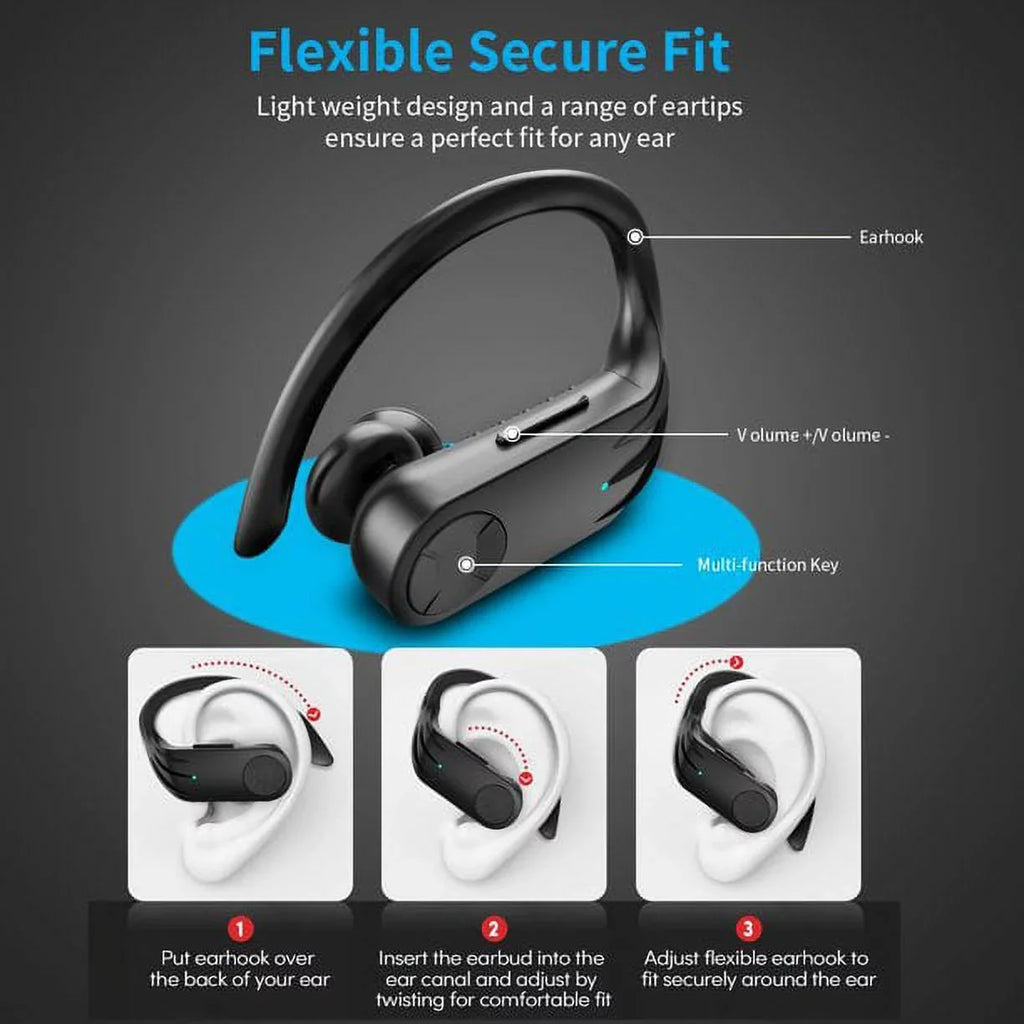 Compatible Pro Earhooks Earbuds Case XR Running with Sport Wireless True Android Mic with in 13 Wireless Max Earphones Headset Ear iPhone XS 5.0 Built-in Charging