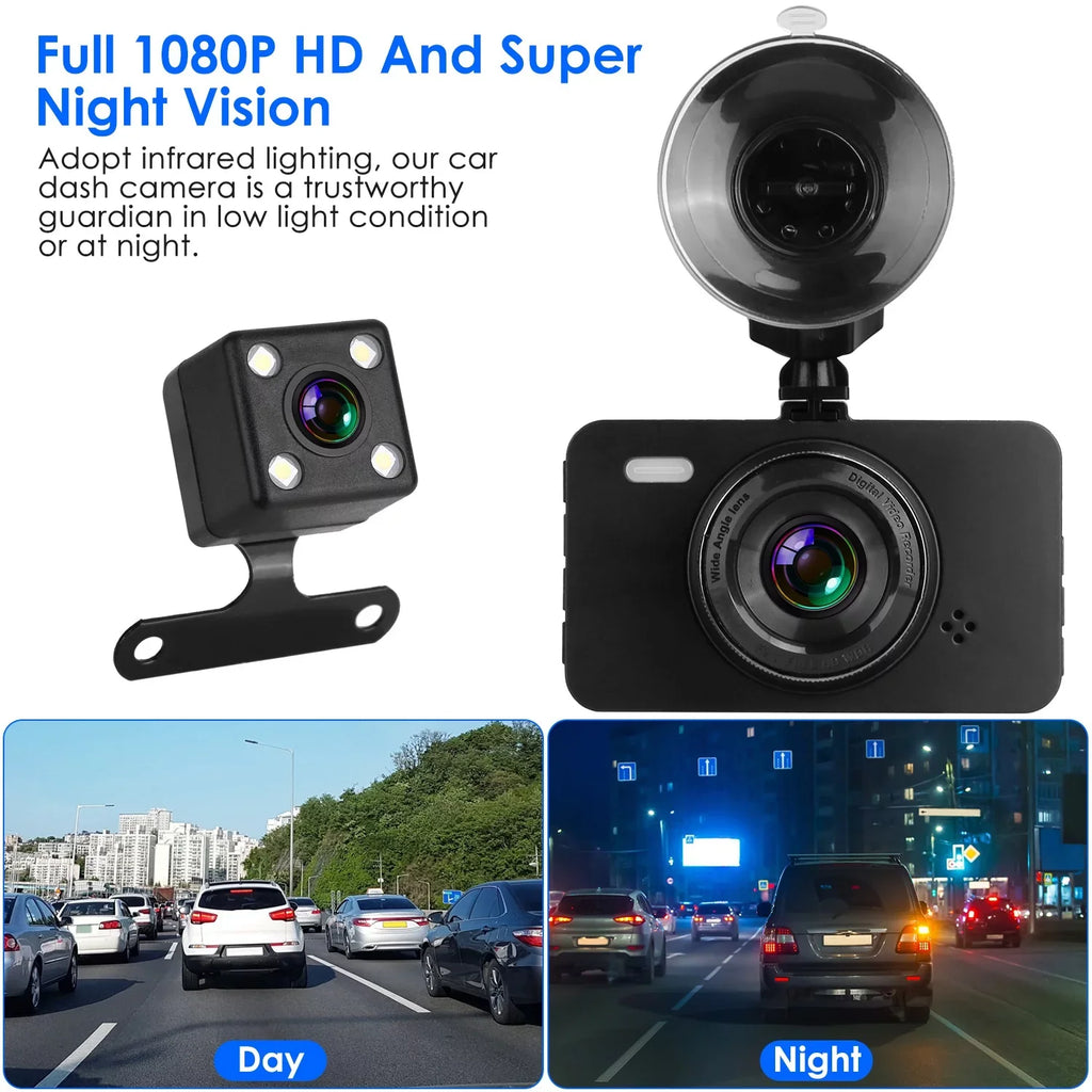 Detection with Video Camera Night Not 1080P Motion Front Rear Car Loop iMounTEK Included) Dual DVR MMC G-Sensor (32G Dash Recorder Cam Vision Recording Car Card