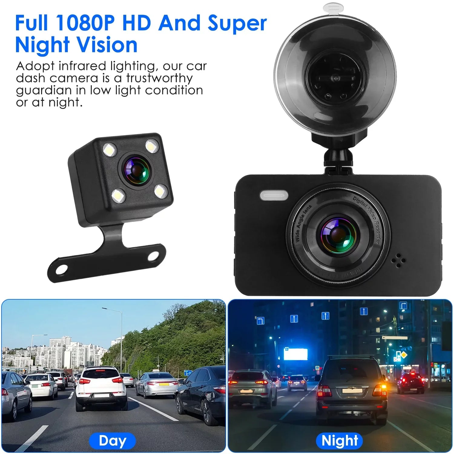 Detection with Video Camera Night Not 1080P Motion Front Rear Car Loop iMounTEK Included) Dual DVR MMC G-Sensor (32G Dash Recorder Cam Vision Recording Car Card