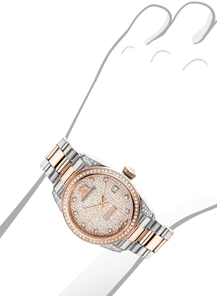 Two 1.5ct Rose Watch Tone Gold Tribeca Women's Diamond Plated