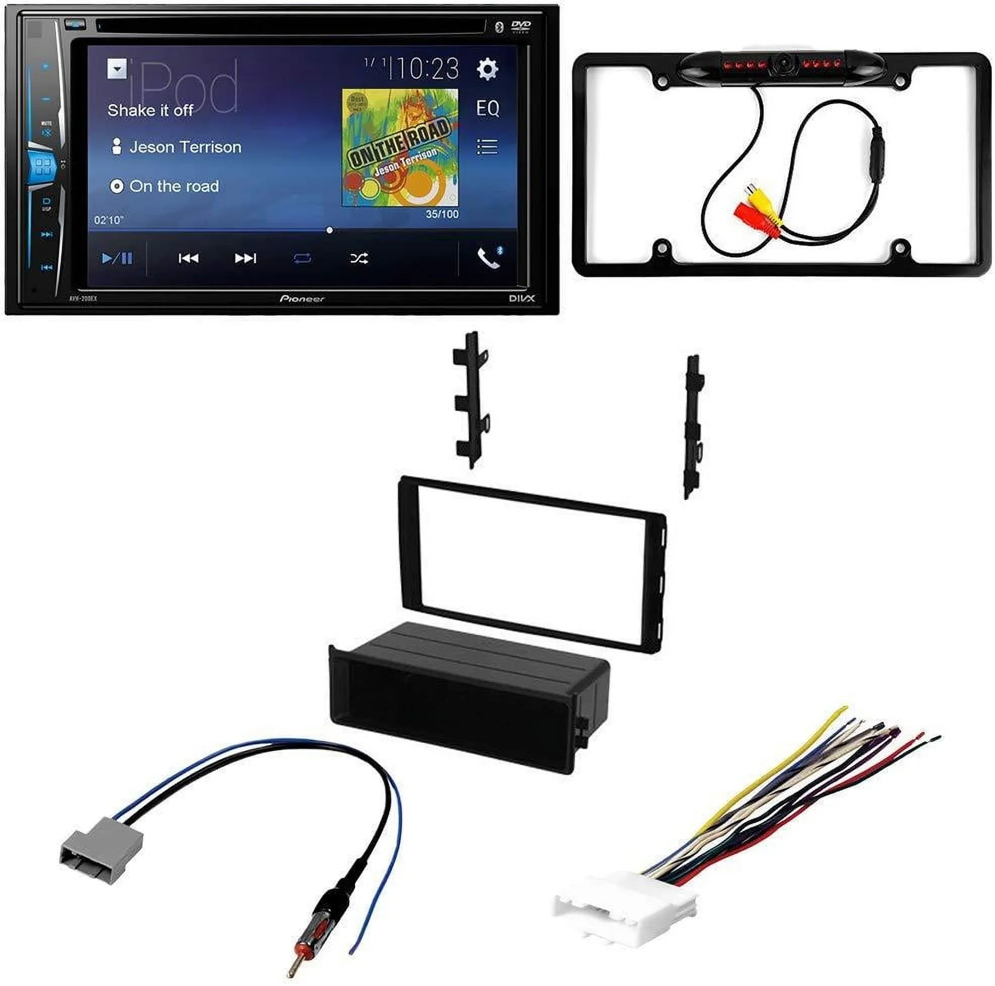 Multimedia for 2014-2015 Kit Nissan Kit DVD KIT2607 Car Bluetooth 2 Dash / and Installation Radio Backup - with w/Base Bundle Stereo Camera, Rouge Din Pioneer Touchscreen,