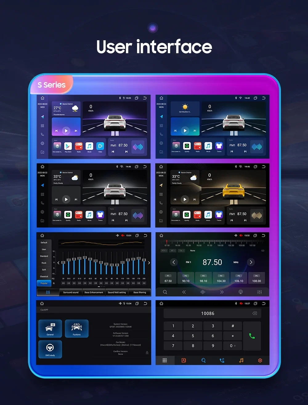 Android Screen 4+32G Navigation in-Dash Unit AM/FM Double Car GPS Auto DSP Din Android Universal Stereo Head Radio Store,YouTube QLED Carplay 1280X720 Wireless Multimedia Player,climate,Play 9"