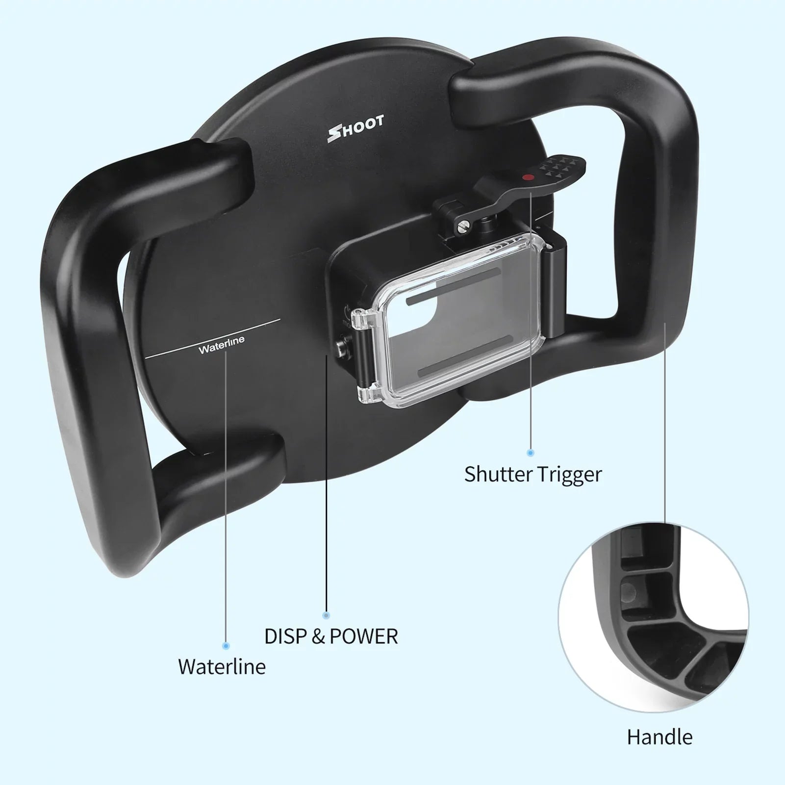 Port,Camera Case Eryue Dome 180° Mashem Handle Camera Waterproof Case Case Handle Port 180° 9 10 Dual Port 45m 45m Wide Camera Waterproof Dual Port Camera Ive Case SHOOT 9