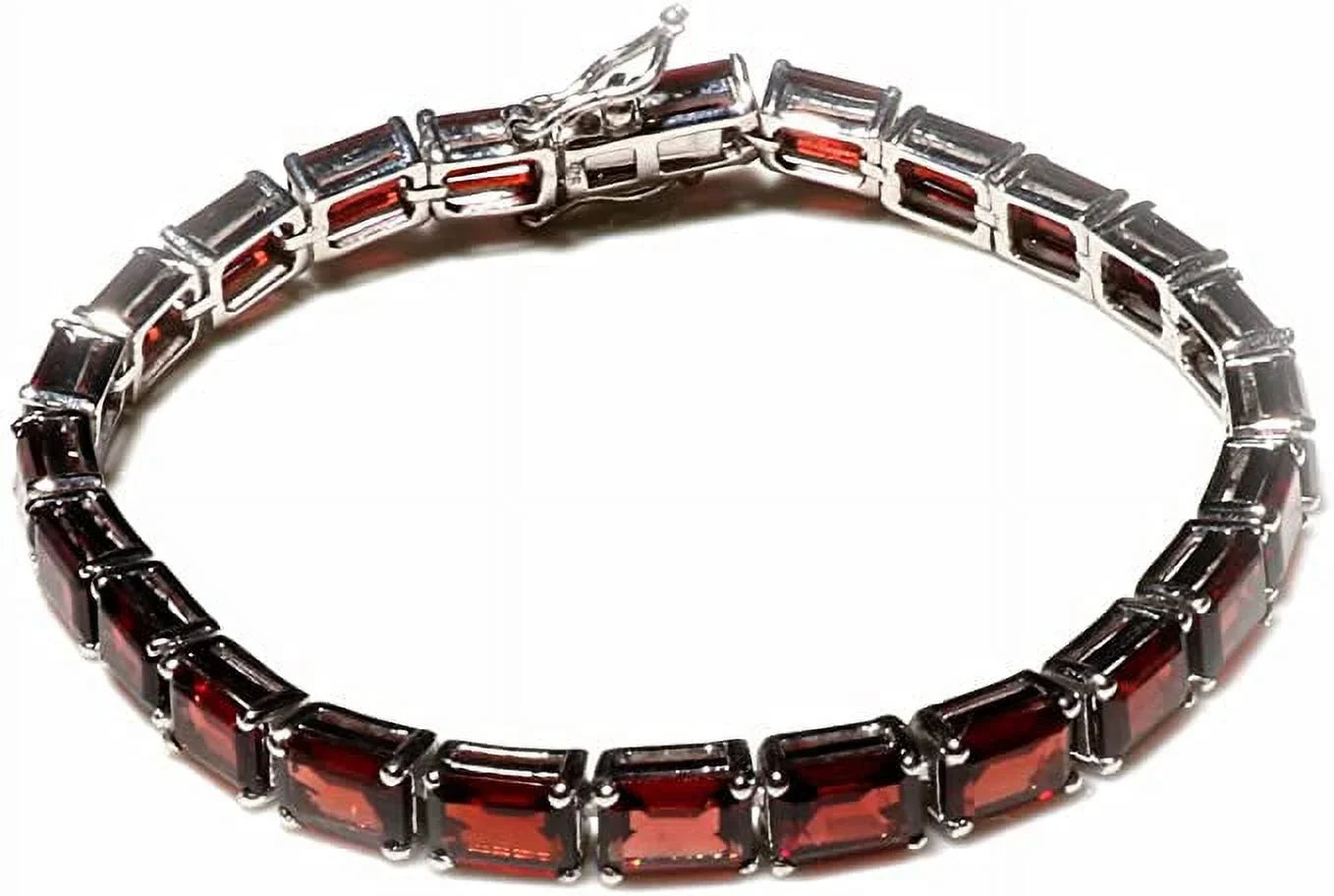 Garnet Bracelet 925 Gemstone Fashion Tennis For Bracelets Women, Genuine Jewelry, 7.5" Silver Designer Sterling Mozambique
