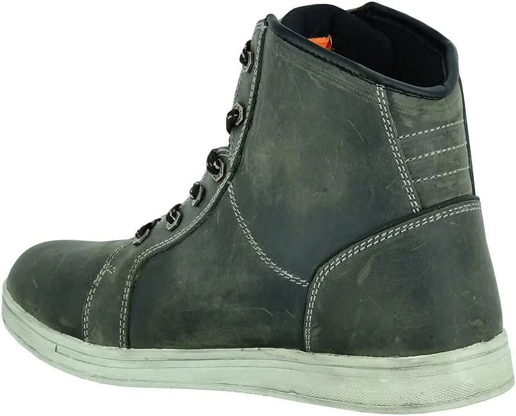 Full Leather Smart Men’s Boots Shoes Closure Grain & – Motorcycle Rubber Waterproof with Lightweight Outsole Lace-up Daniel