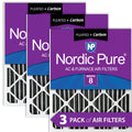 Filters Pure 16x25x2 Carbon Plus Air Nordic Pleated 3 Pack 8 Furnace MERV