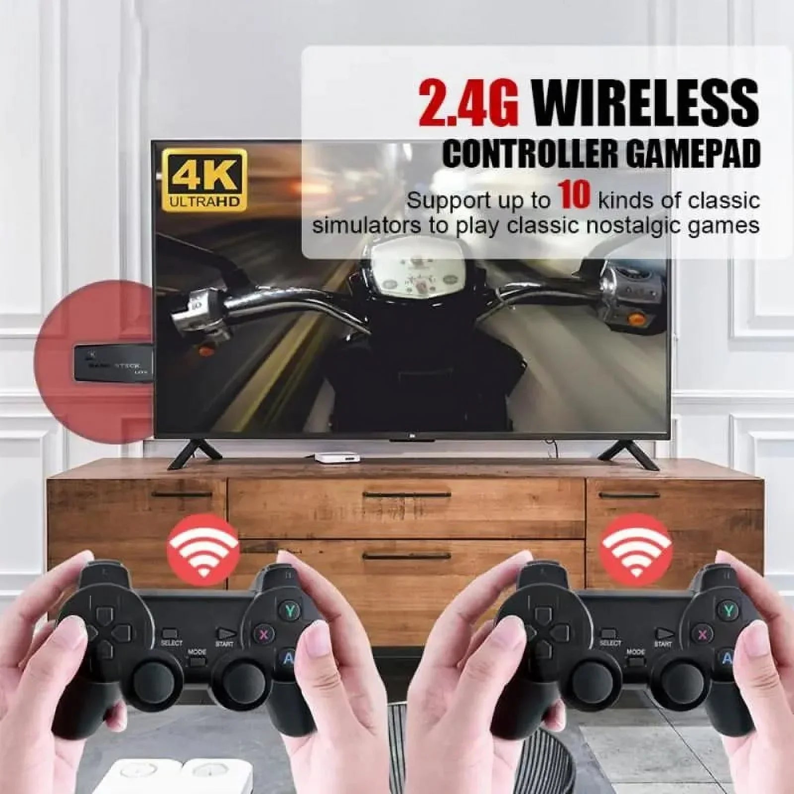 For PS1/GBA/MD Retro 20000 Family TV Double 4K Classic 64G Consoles Controller Microea Gamepads Game Games Wireless 2.4G Gaming Video