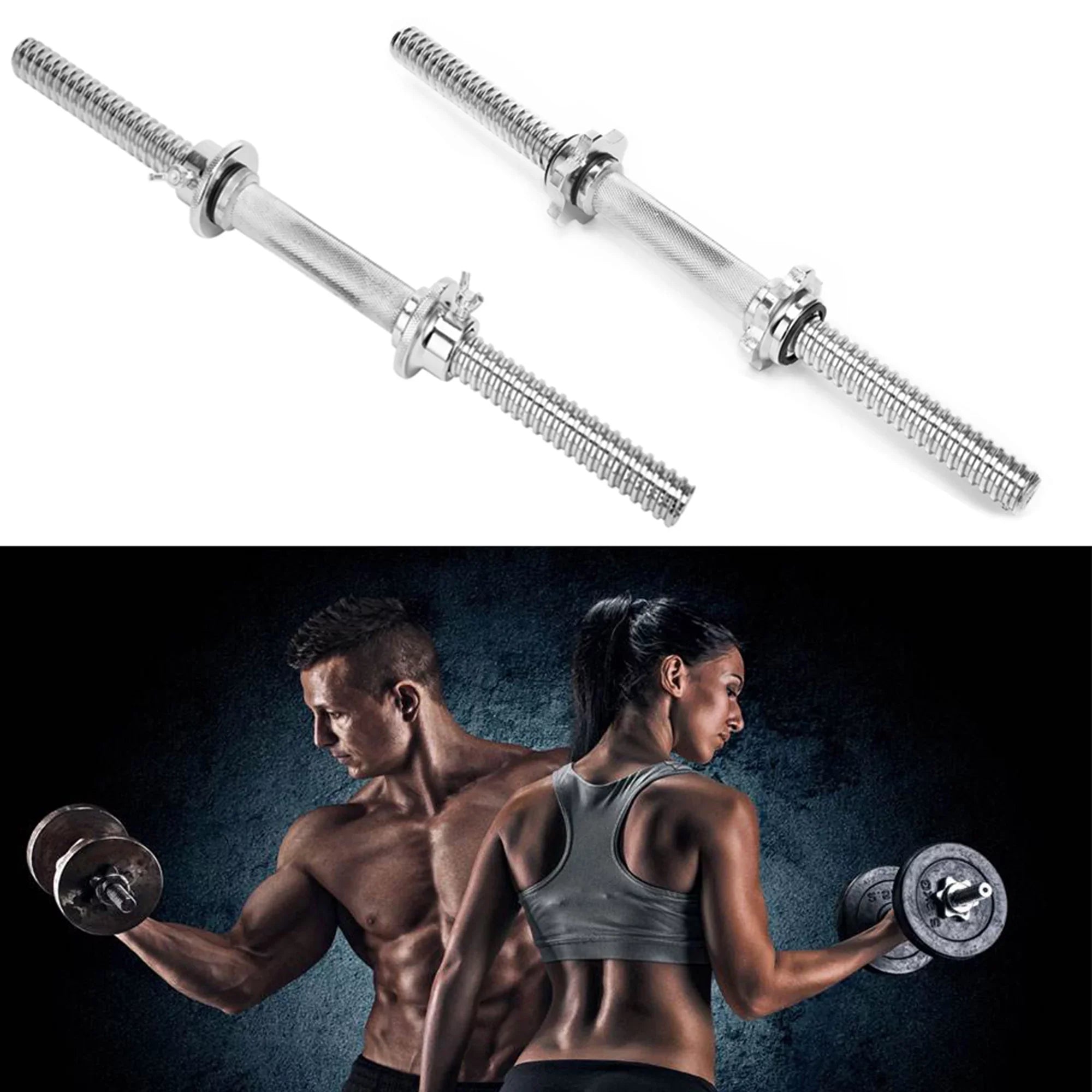 Dumbbell 35cm,Hex Length Strength Gym for Collar nut SAYFUT Weight Barbell Dumbbell Training, Dumbbell Set Handles Spinlock 13.77''/ Chrome Barbells Bars Bars Lifting