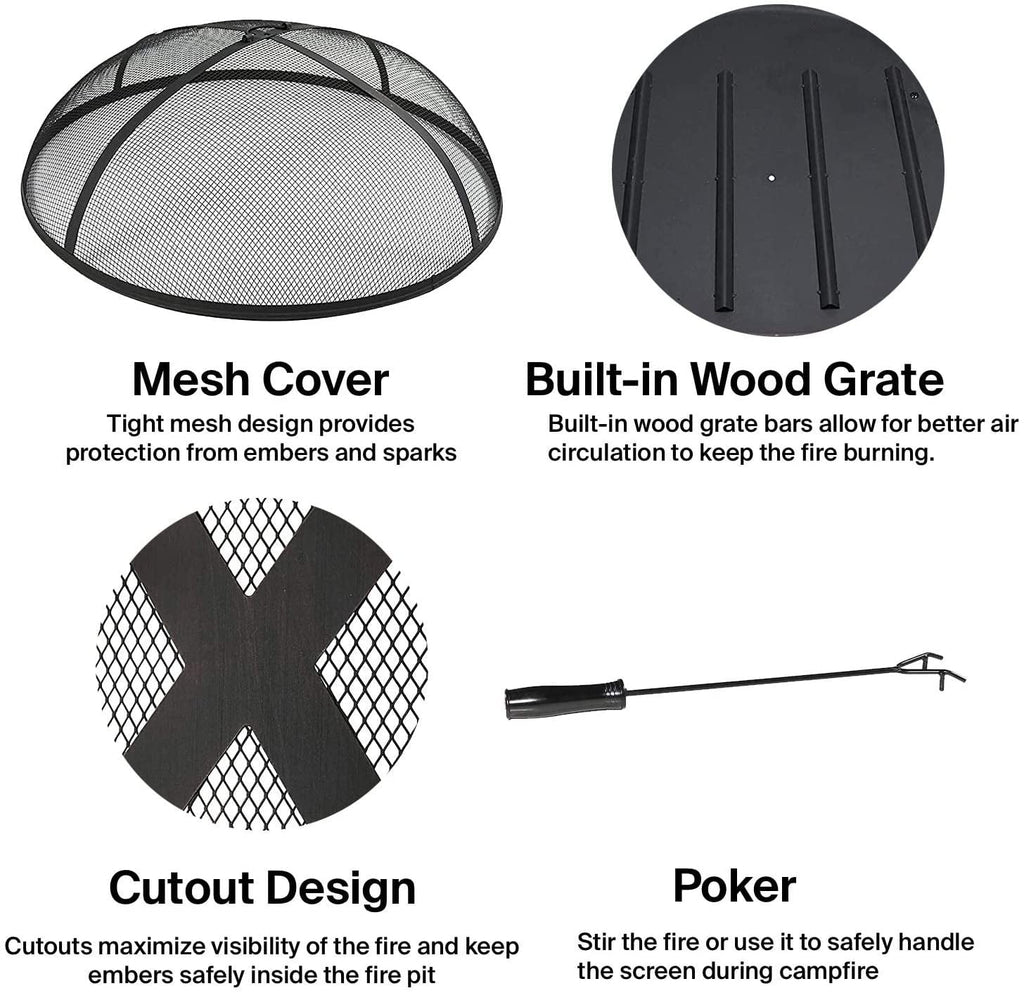 Grill And Zoey Pit Wood Portable Steel fabric Fire Burning Pit