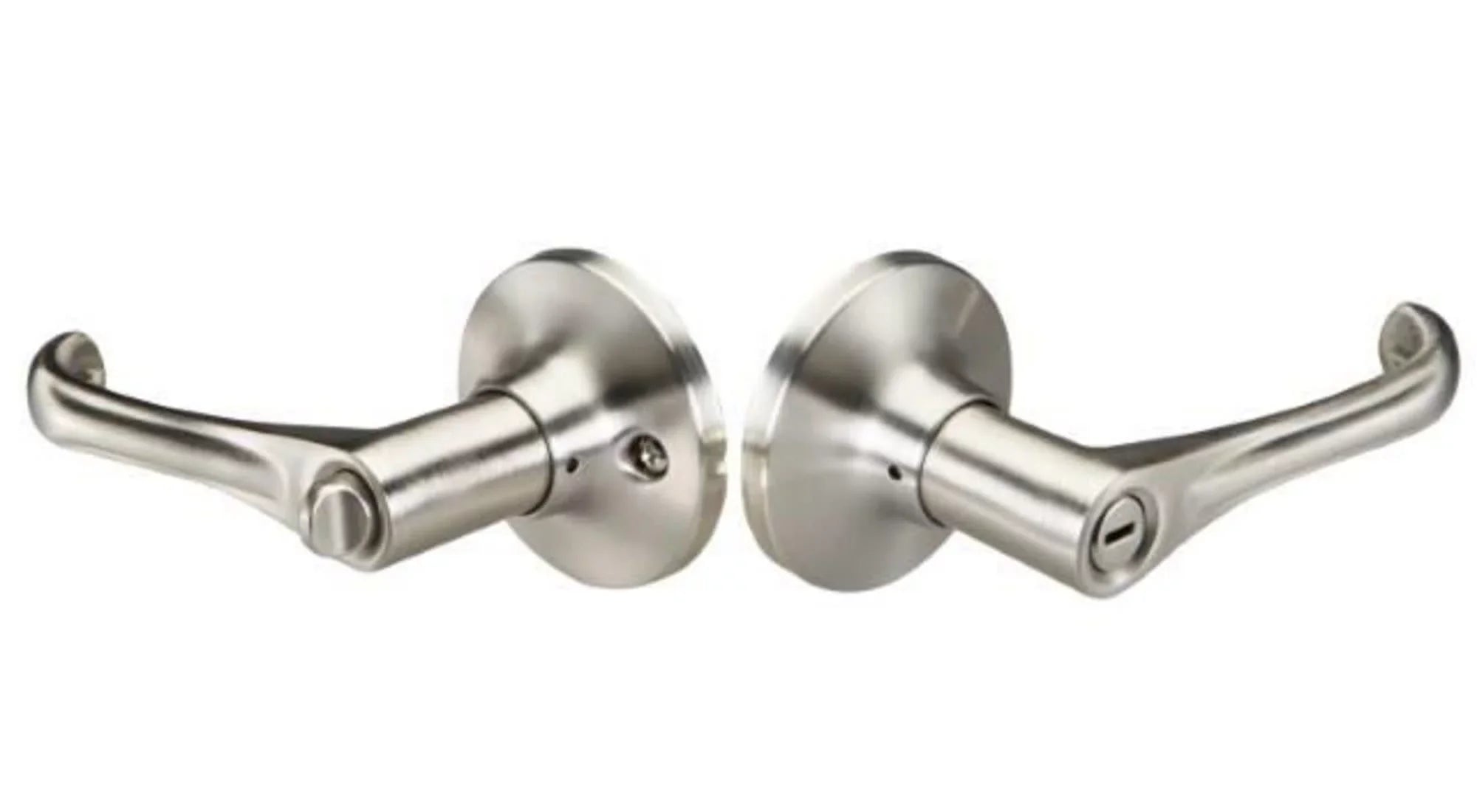 Residential Button Privacy YR21WD619 Edge Lock Satin Lever, Nickel Wando Turn Yale with