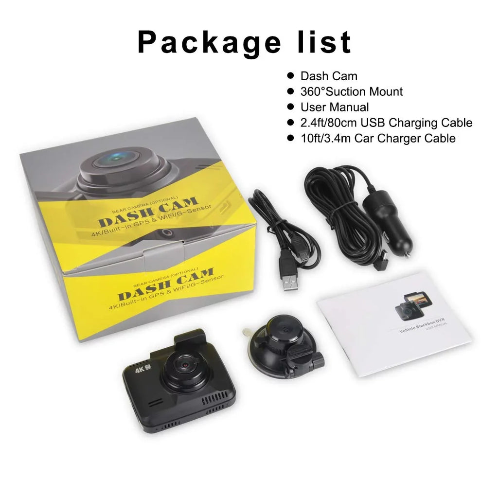View, Cam, Motion Dashboard Driving 24FPS Novatek Built-in Parking 150° WDR, Dash 2160P Record, WiFi App Detect, Angle, Wide Loop Car G-Sensor, Chip, Mode Recorder Iseebiz Cam GPS,
