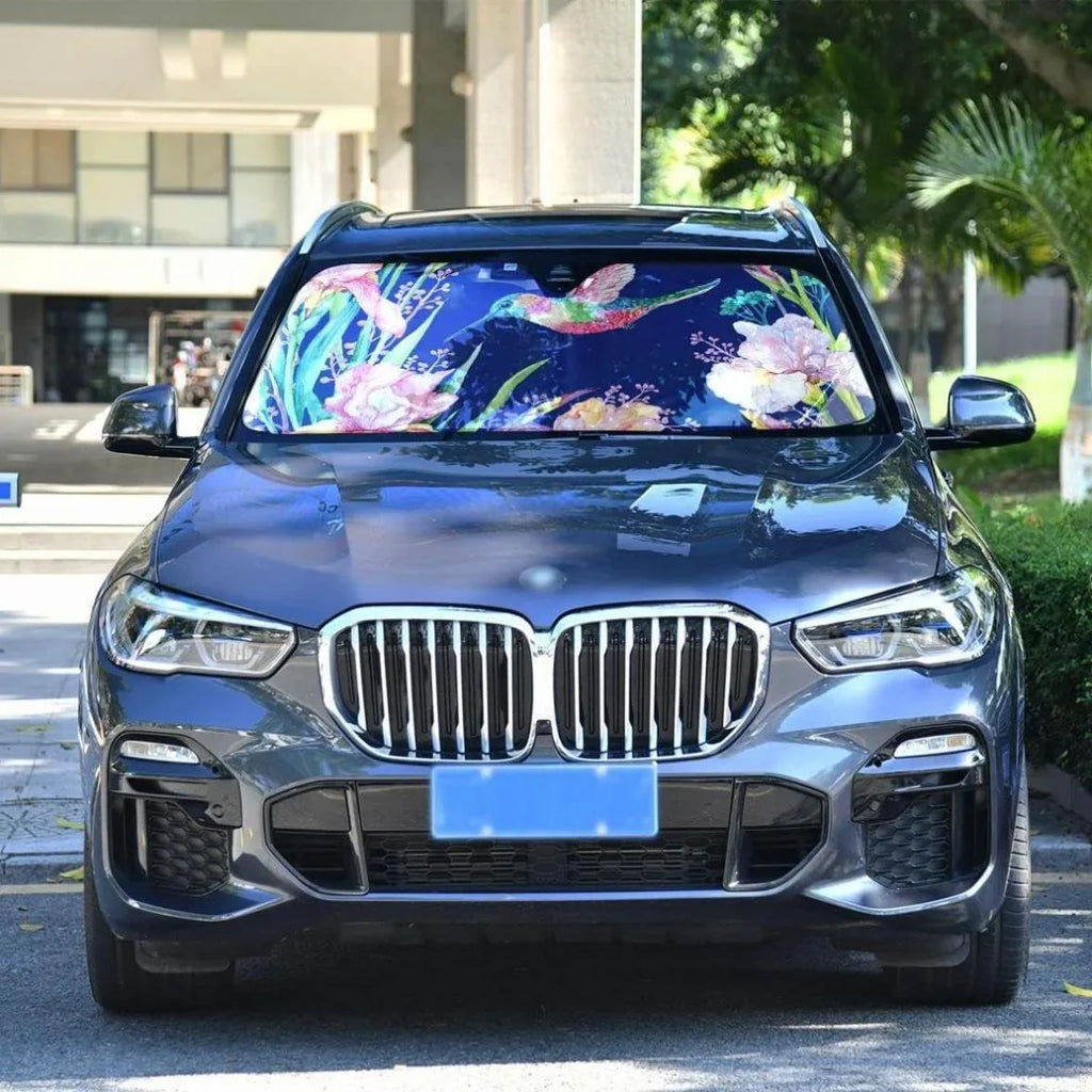 Sun Shade,Blocks Hummingbird SUV Vehicle to Windshield Ray Shield Car Sun Bestwell Keep Shade Truck,55 Sun Cool x Flower Front UV for Your Protector Inch Fits Folding 27.6 Visor