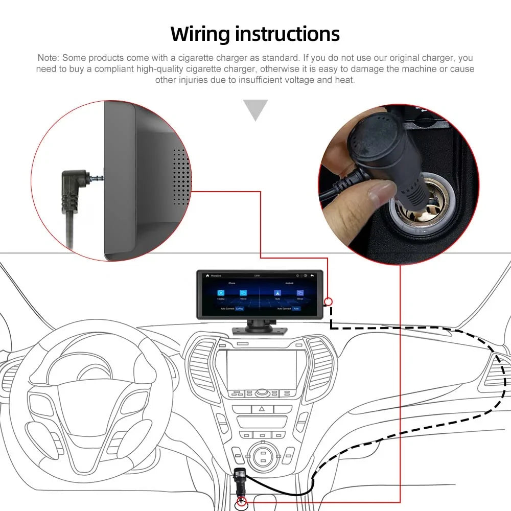 Play Recorder Car Carplay Receiver with Multimedia Car Wireless Android Car Audio Bluetooth,Backup Stereo Polarlander Touch Player Radio TF, Screen AUX, 9.3 Navigation, GPS Inch Auto, Camera,