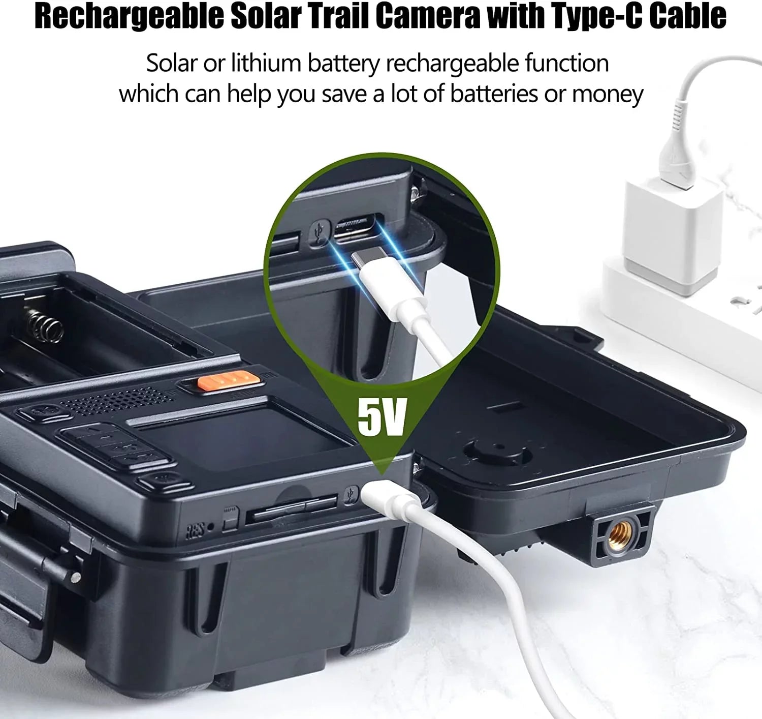 Rechargeable Battery Trail Waterproof Built-in Trigger CAMPARK Activated 120°Wide Camera Angle 0.1s 24MP Camera IP66 Motion Speed Vision with Cam Night 2500mAh Lithium Game 1080P Hunting Solar