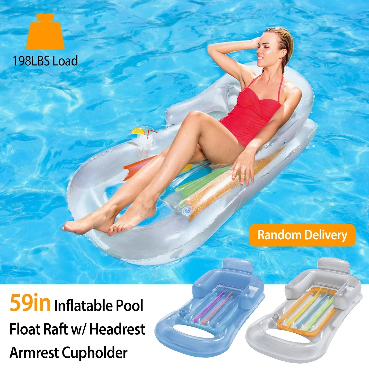 Inflatable White & iMounTEK Adults, for Lounge 2Pack Relaxing Pool Blue Mat, Float
