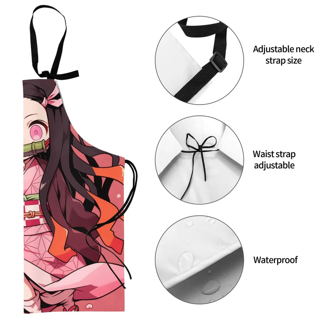 Kitchen/Cooking/Gardening/Painting/BBQ/Baking/Chef/Craftsman Kamado Demon Decor Slayer Home Apron Nezuko For Waterproof