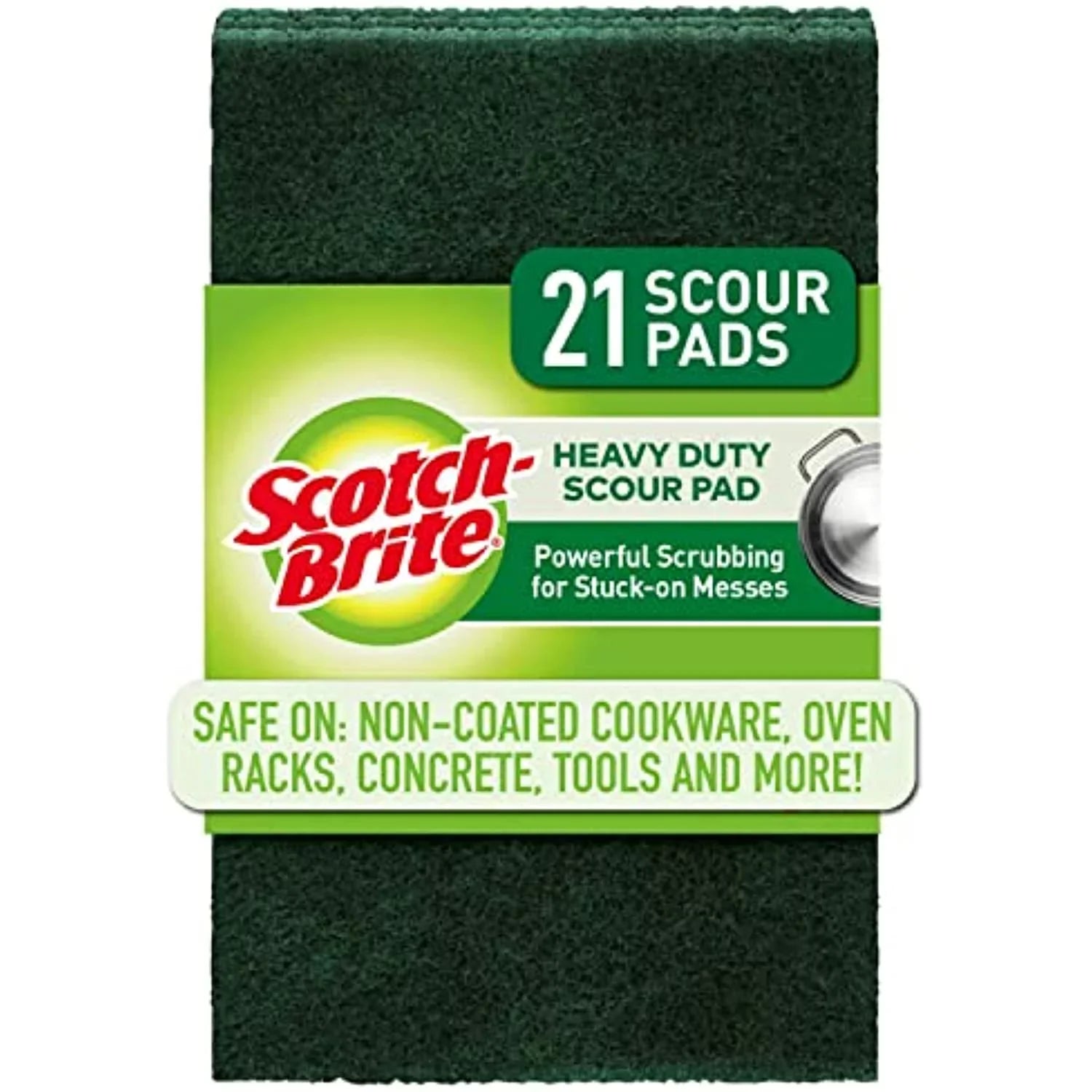 Scotch-Brite Pads, Scour Green Duty 21, Heavy