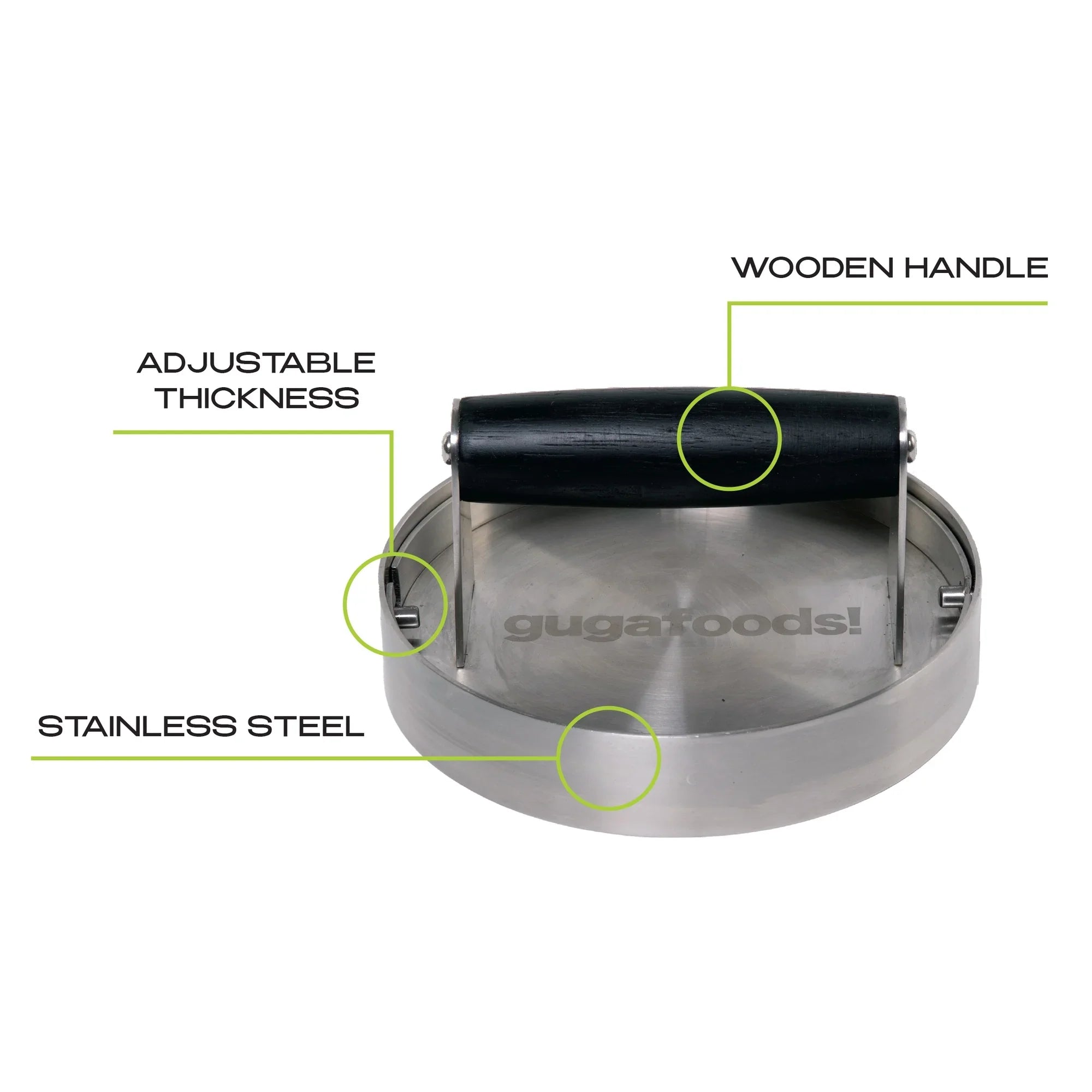Stainless Smashed Patty Foods Adjustable Hamburger Kit, Press Maker, Burger Steel Guga