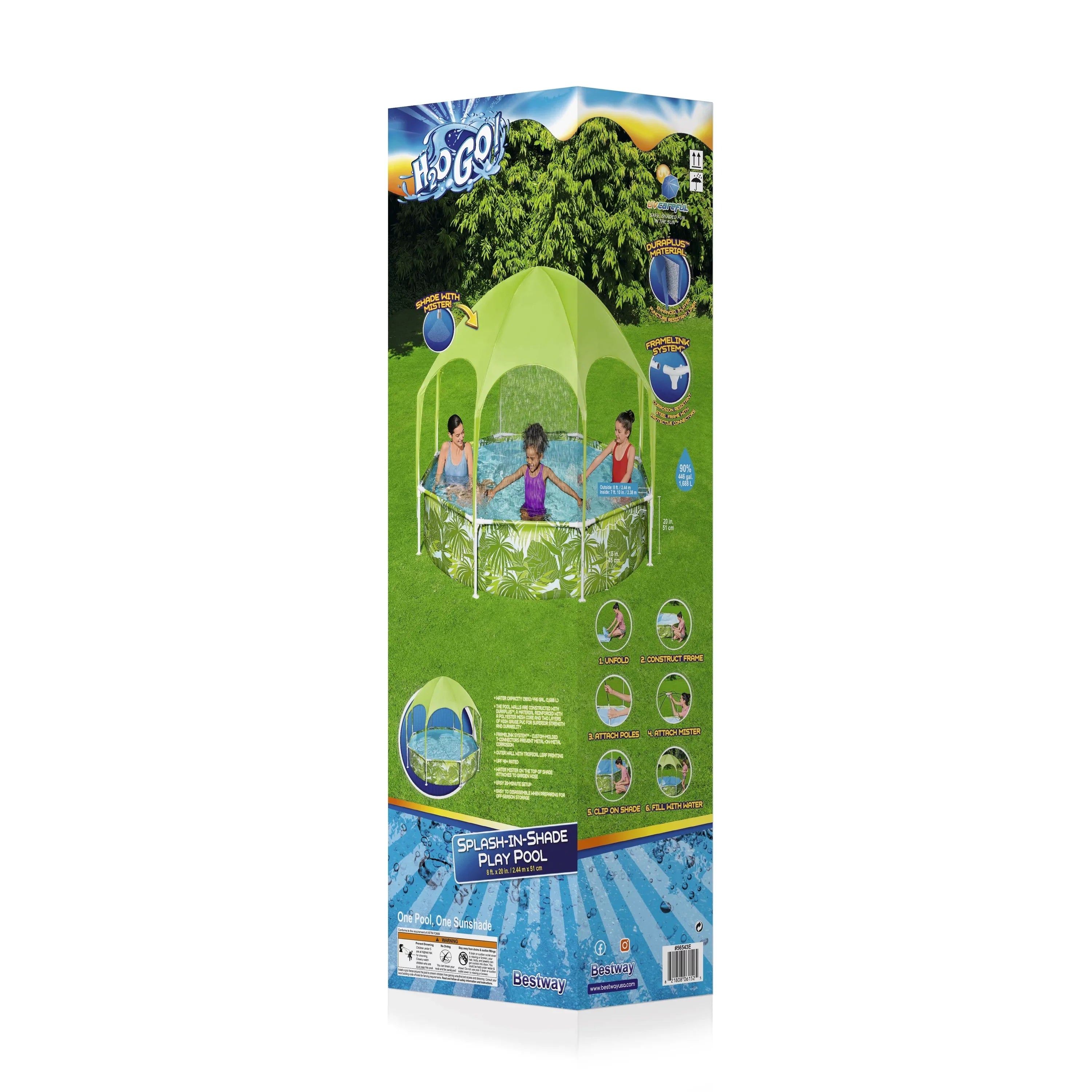 Shade With Ground Pool ft. H2OGO x 8 Pool Set Above Round 20 in.