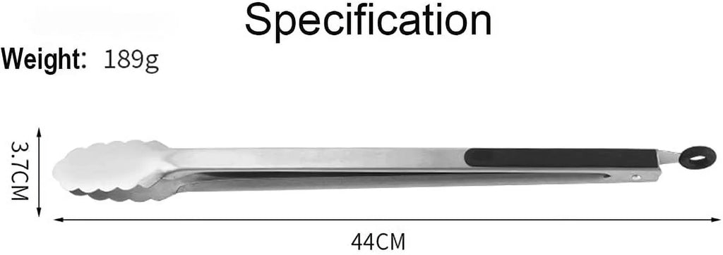Cooking Tongs Grilling, Tongs Silicone Duty Stainless Long for Heavy Grill Handle with BBQ 17" Grip Kitchen Locking Soft Steel
