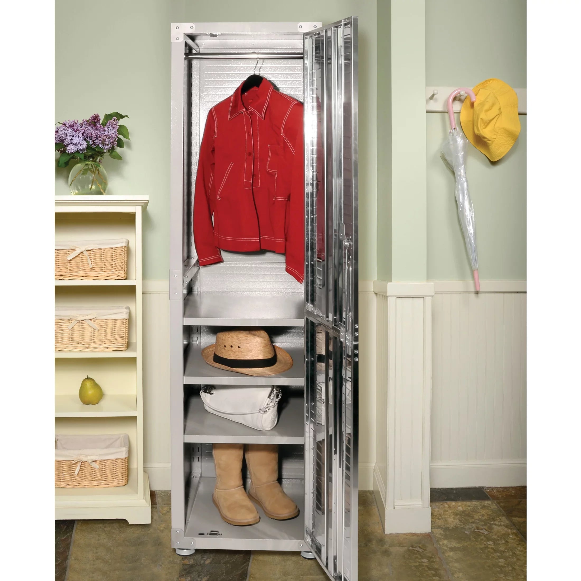 x W Storage Classics 24" D H, Cabinet, x Locker Seville 18" Gray Granite 72" UltraHD