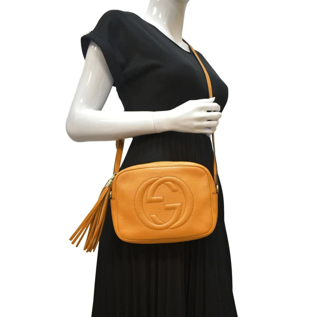 308364 Soho Pre-owned Orange Leather Bag Crossbody Camera Disco