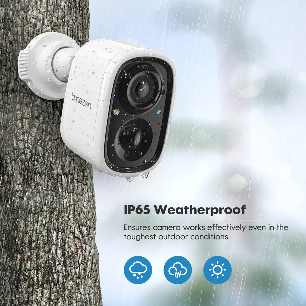 Home WiFi Way for Security Wireless 2K Battery Night Camera 2 Detection, Surveillance with Rechargeable Waterproof, Motion Audio, Powered Vision Camera SD/Cloud TMEZON AI exterior