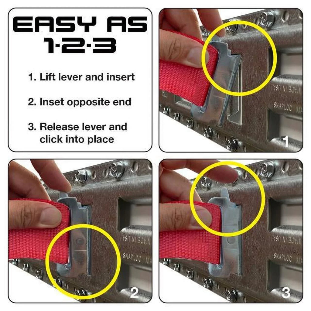 USA 4-Pack Logistic Trucks, Steel Galvanized 8 Fast-Track SNAP-LOC Horizontal Tie-Down Inch Pickups, E-Track for Vertical, Trailers
