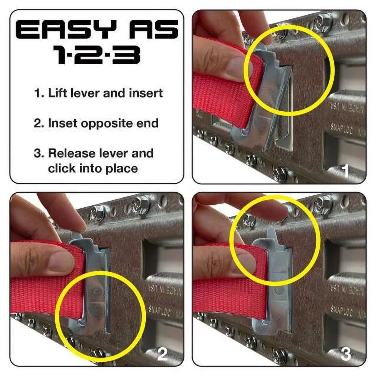 USA 4-Pack Logistic Trucks, Steel Galvanized 8 Fast-Track SNAP-LOC Horizontal Tie-Down Inch Pickups, E-Track for Vertical, Trailers