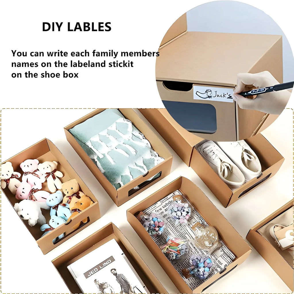 Shoe tonchean Boxes - Boxes Organizer Storage Transparent Cardboard Drawer Pack Lids Kraft 10 and Shoes with Window-Gift Stackable