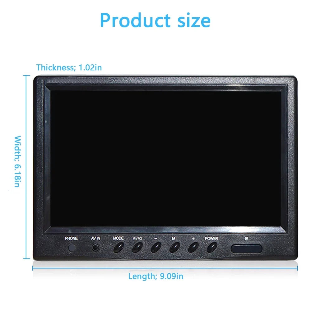 Reverse,Front-View, 9 Camera Monitor, Color Reverse and Backup Connection. for Rear Rear Camera View View Video Car HD Install Inch Display Side-View Input TFT Easy Two-Way to LCD