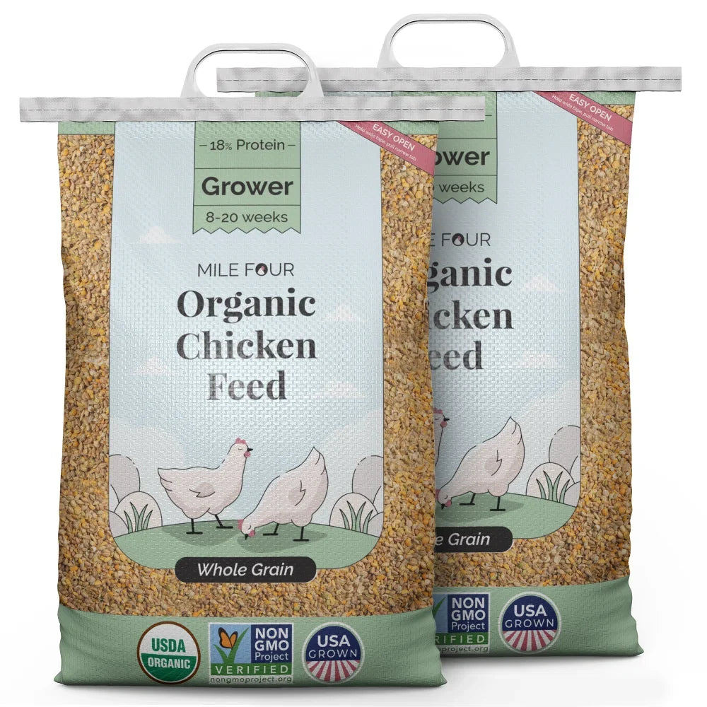 Grain 18% 46 Certified Non-GMO, Organic, Feed Certified Four | Grower Non-Medicated Mile US Protein Corn-Free, 100% | Food Whole Grains, | Chicken | Soy-Free, Grown Chicken | Organic lbs.
