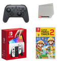 Mario OLED Nintendo Console Extra Maker with Controller, Cloth Screen 2 Switch White Wireless and Cleaning Super