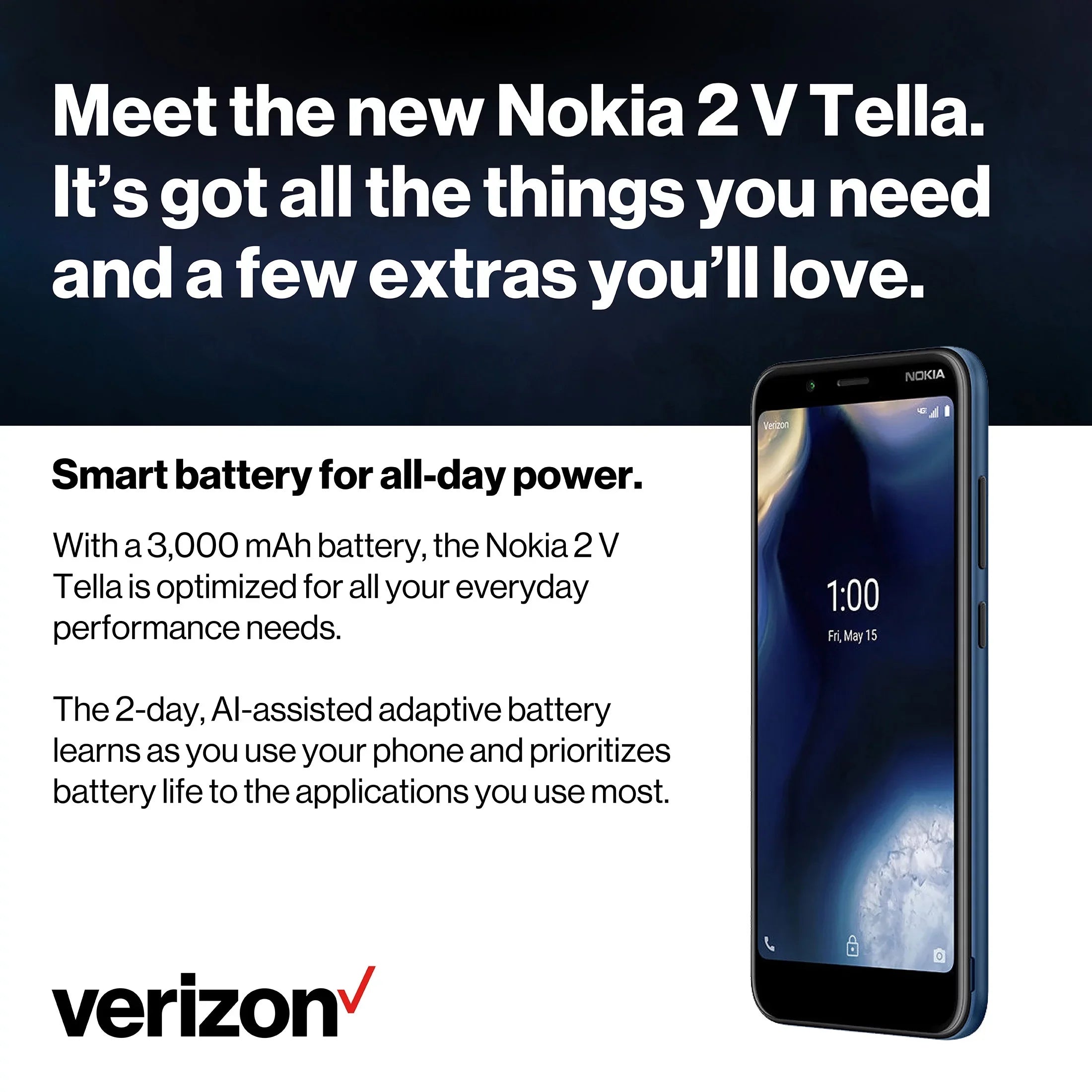 Tella Prepaid Nokia Verizon Phones 2V Cell